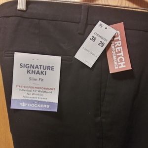 NWT Dockers Men Black Casual Pants 38W
